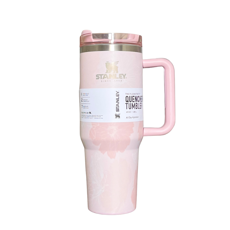 Stanley Quencher H2.0 FlowState Tumbler 40oz – Resort Floral Pink (Limited Edition)